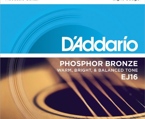 D’Addario EJ16 Phosphor Bronze Acoustic Guitar Strings, Light